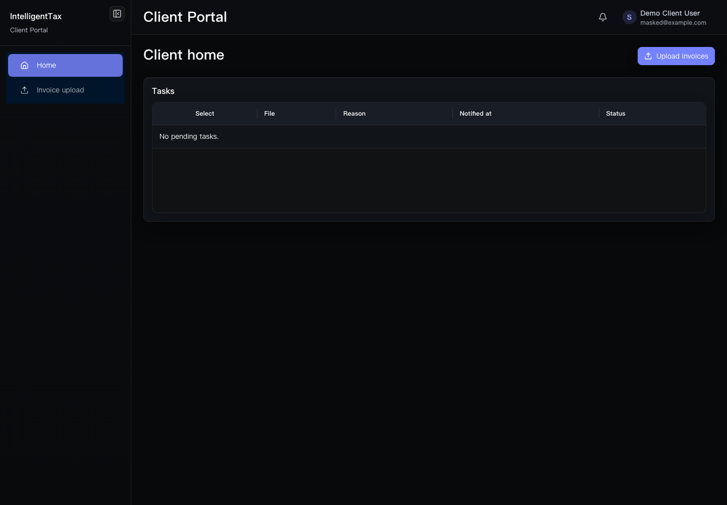 Client Portal home