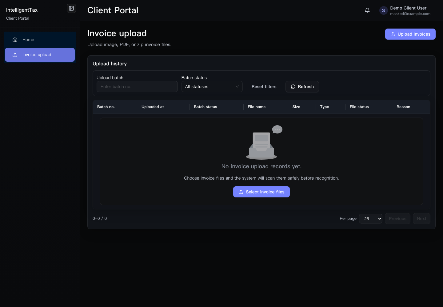 Client invoice upload