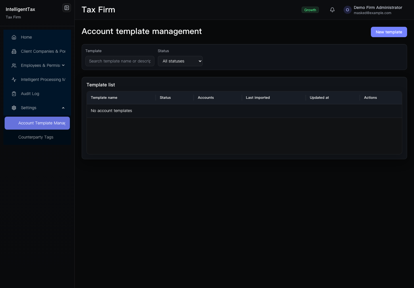Account Template Management