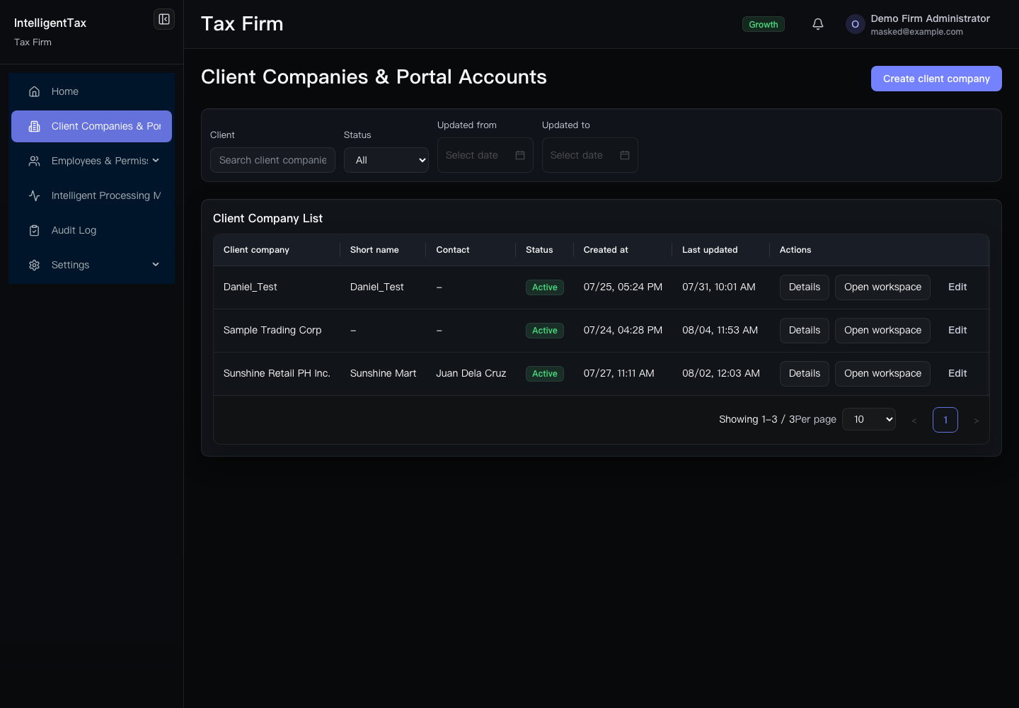 Client Companies & Portal Accounts