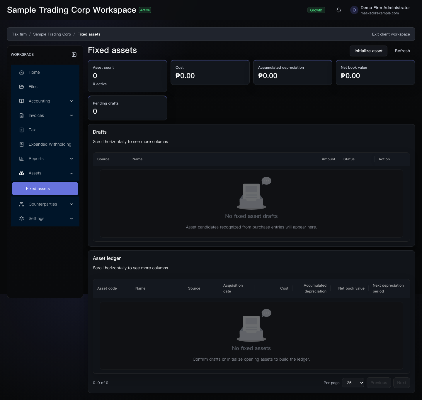 Fixed assets page